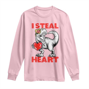 Valentine's Day Long Sleeve Shirt Dinosaur I Steal Hearts Kid Boy Men Lover TS09 Light Pink Print Your Wear
