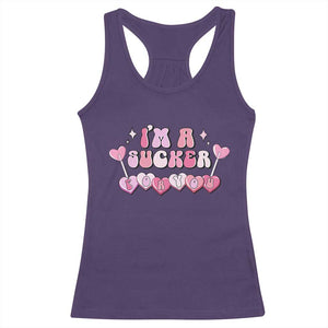 Valentine's Day Racerback Tank Top I'm A Sucker For You Heart Candy Lollipop TS09 Purple Print Your Wear