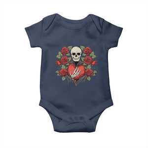 Valentine's Day Baby Onesie Skeleton Hand Heart Sign Red Rose Flower Gothic TS09 Navy Print Your Wear
