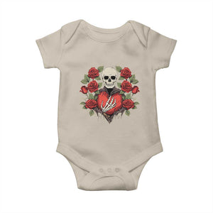 Valentine's Day Baby Onesie Skeleton Hand Heart Sign Red Rose Flower Gothic TS09 Sand Print Your Wear
