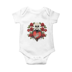 Valentine's Day Baby Onesie Skeleton Hand Heart Sign Red Rose Flower Gothic TS09 White Print Your Wear