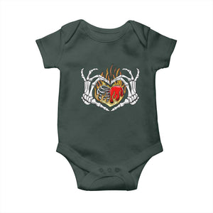 Valentine's Day Baby Onesie Skeleton Hand Love Sign Holding Fire Red Heart TS09 Print Your Wear