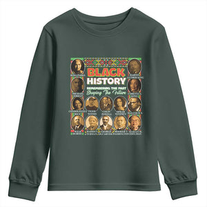Black History Youth Sweatshirt Remembering The Past Shaping The Future TS09 Dark Forest Green Print Your Wear