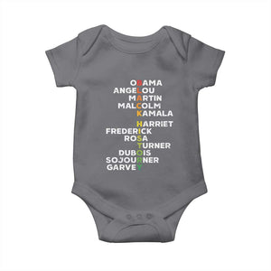 Black History Leaders Baby Onesie Obama Martin Malcolm Harriet TS09 Charcoal Print Your Wear