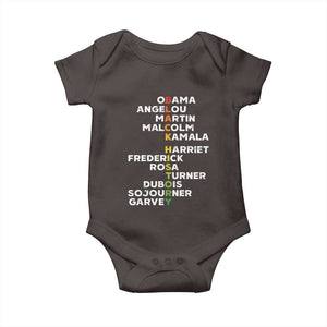Black History Leaders Baby Onesie Obama Martin Malcolm Harriet TS09 Dark Chocolate Print Your Wear