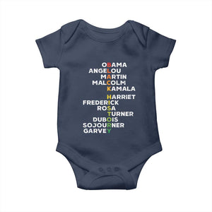 Black History Leaders Baby Onesie Obama Martin Malcolm Harriet TS09 Navy Print Your Wear