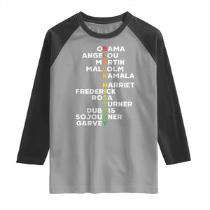 Black History Leaders Raglan Shirt Obama Martin Malcolm Harriet TS09 Sport Gray Black Print Your Wear