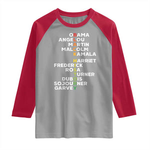 Black History Leaders Raglan Shirt Obama Martin Malcolm Harriet TS09 Sport Gray Red Print Your Wear