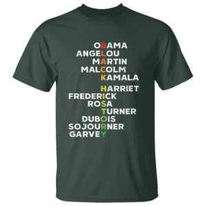 Black History Leaders T Shirt Obama Martin Malcolm Harriet TS09 Dark Forest Green Print Your Wear