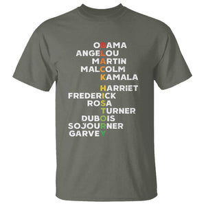 Black History Leaders T Shirt Obama Martin Malcolm Harriet TS09 Military Green Print Your Wear