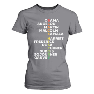 Black History Leaders T Shirt For Women Obama Martin Malcolm Harriet TS09 Charcoal Print Your Wear