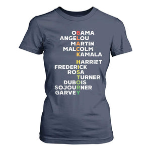Black History Leaders T Shirt For Women Obama Martin Malcolm Harriet TS09 Navy Print Your Wear