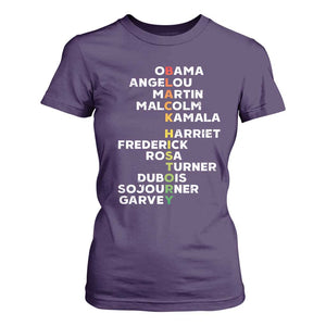 Black History Leaders T Shirt For Women Obama Martin Malcolm Harriet TS09 Purple Print Your Wear