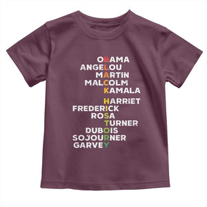 Black History Leaders Toddler T Shirt Obama Martin Malcolm Harriet TS09 Maroon Print Your Wear