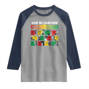 What We Learn From Black History Raglan Shirt TS09 Sport Gray Navy Print Your Wear