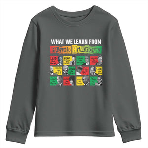 What We Learn From Black History Youth Sweatshirt TS09 Dark Heather Print Your Wear