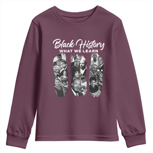 What We Learn From Black History Youth Sweatshirt Martin Malcolm Harriet Angela Rosa Frederick TS09 Maroon Print Your Wear