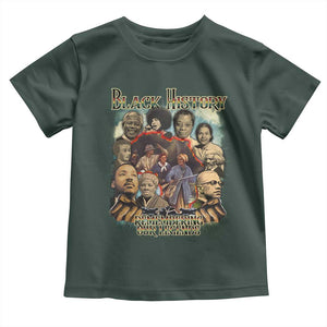 Black History Toddler T Shirt Remembering Our Legends Martin Malcolm Harriet Rosa Frederick TS09 Dark Forest Green Print Your Wear