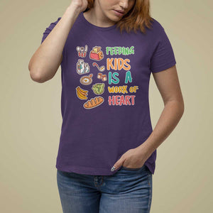 Lunch Lady T Shirt For Women Feeding Kids Is A Work of Heart TS09 Purple Print Your Wear