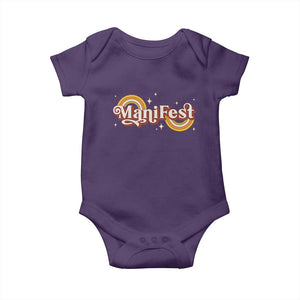 Manifest Baby Onesie Retro Groovy Rainbow Law Of Attraction TS09 Purple Print Your Wear