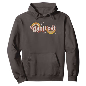 Manifest Hoodie Retro Groovy Rainbow Law Of Attraction TS09 Dark Chocolate Print Your Wear