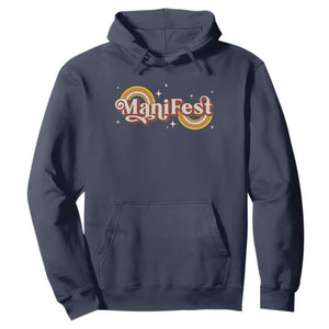 Manifest Hoodie Retro Groovy Rainbow Law Of Attraction TS09 Navy Print Your Wear