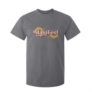 Manifest T Shirt For Kid Retro Groovy Rainbow Law Of Attraction TS09 Charcoal Print Your Wear