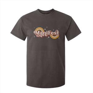 Manifest T Shirt For Kid Retro Groovy Rainbow Law Of Attraction TS09 Dark Chocolate Print Your Wear
