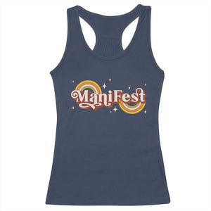 Manifest Racerback Tank Top Retro Groovy Rainbow Law Of Attraction TS09 Navy Print Your Wear