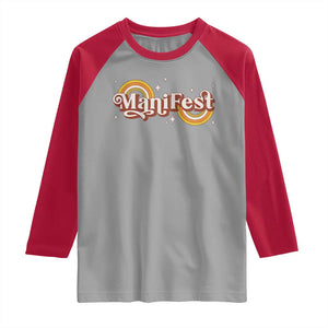 Manifest Raglan Shirt Retro Groovy Rainbow Law Of Attraction TS09 Sport Gray Red Print Your Wear
