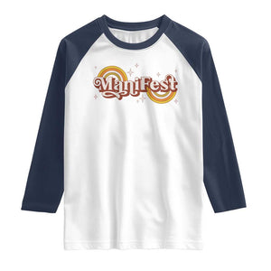 Manifest Raglan Shirt Retro Groovy Rainbow Law Of Attraction TS09 White Navy Print Your Wear