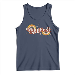 Manifest Tank Top Retro Groovy Rainbow Law Of Attraction TS09 Navy Print Your Wear