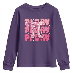 Coquette Pi Day Youth Sweatshirt Math Lover Cute Girl Mathematician TS09 Purple Print Your Wear