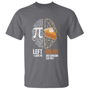 Funny Pi Day T Shirt Left Vs Right Brain 3,14 Pie Math Lover TS09 Charcoal Print Your Wear