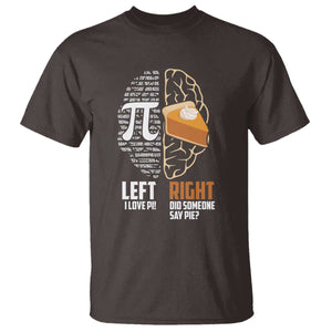 Funny Pi Day T Shirt Left Vs Right Brain 3,14 Pie Math Lover TS09 Dark Chocolate Print Your Wear