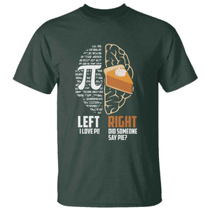 Funny Pi Day T Shirt Left Vs Right Brain 3,14 Pie Math Lover TS09 Dark Forest Green Print Your Wear