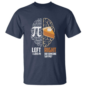Funny Pi Day T Shirt Left Vs Right Brain 3,14 Pie Math Lover TS09 Navy Print Your Wear