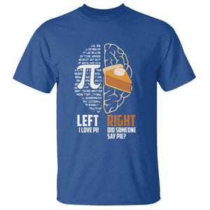 Funny Pi Day T Shirt Left Vs Right Brain 3,14 Pie Math Lover TS09 Royal Blue Print Your Wear