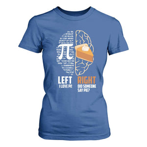 Funny Pi Day T Shirt For Women Left Vs Right Brain 3,14 Pie Math Lover TS09 Royal Blue Print Your Wear