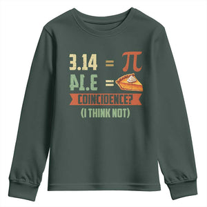 Funny Pi Day Youth Sweatshirt Pi 3 14 Pie Coincidence Math Lover TS09 Dark Forest Green Print Your Wear