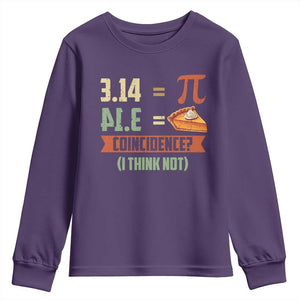 Funny Pi Day Youth Sweatshirt Pi 3 14 Pie Coincidence Math Lover TS09 Purple Print Your Wear