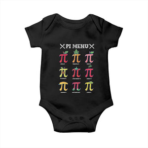 Funny Pi Day Baby Onesie Pi Menu Fruits Pie Math Lover TS09 Black Print Your Wear