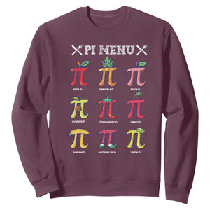 Funny Pi Day Sweatshirt Pi Menu Fruits Pie Math Lover TS09 Maroon Print Your Wear