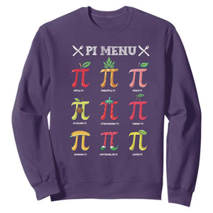 Funny Pi Day Sweatshirt Pi Menu Fruits Pie Math Lover TS09 Purple Print Your Wear