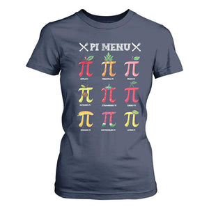 Funny Pi Day T Shirt For Women Pi Menu Fruits Pie Math Lover TS09 Navy Print Your Wear