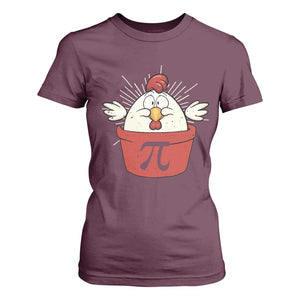 Funny Pi Day T Shirt For Women Chicken Pot Pi Math Lover TS09 Maroon Print Your Wear