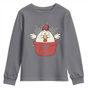 Funny Pi Day Youth Sweatshirt Chicken Pot Pi Math Lover TS09 Charcoal Print Your Wear