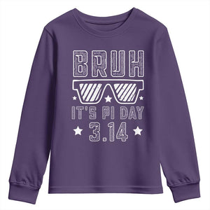 Funny Pi Day Youth Sweatshirt Bruh It's Pi Day Math Lover TS09 Purple Print Your Wear