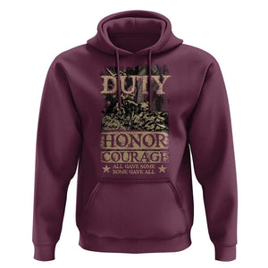 Veteran Hoodie Duty Honor Courage Patriotic American Flag TS09 Maroon Print Your Wear