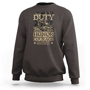 Veteran Sweatshirt Duty Honor Courage Patriotic American Flag TS09 Dark Chocolate Print Your Wear